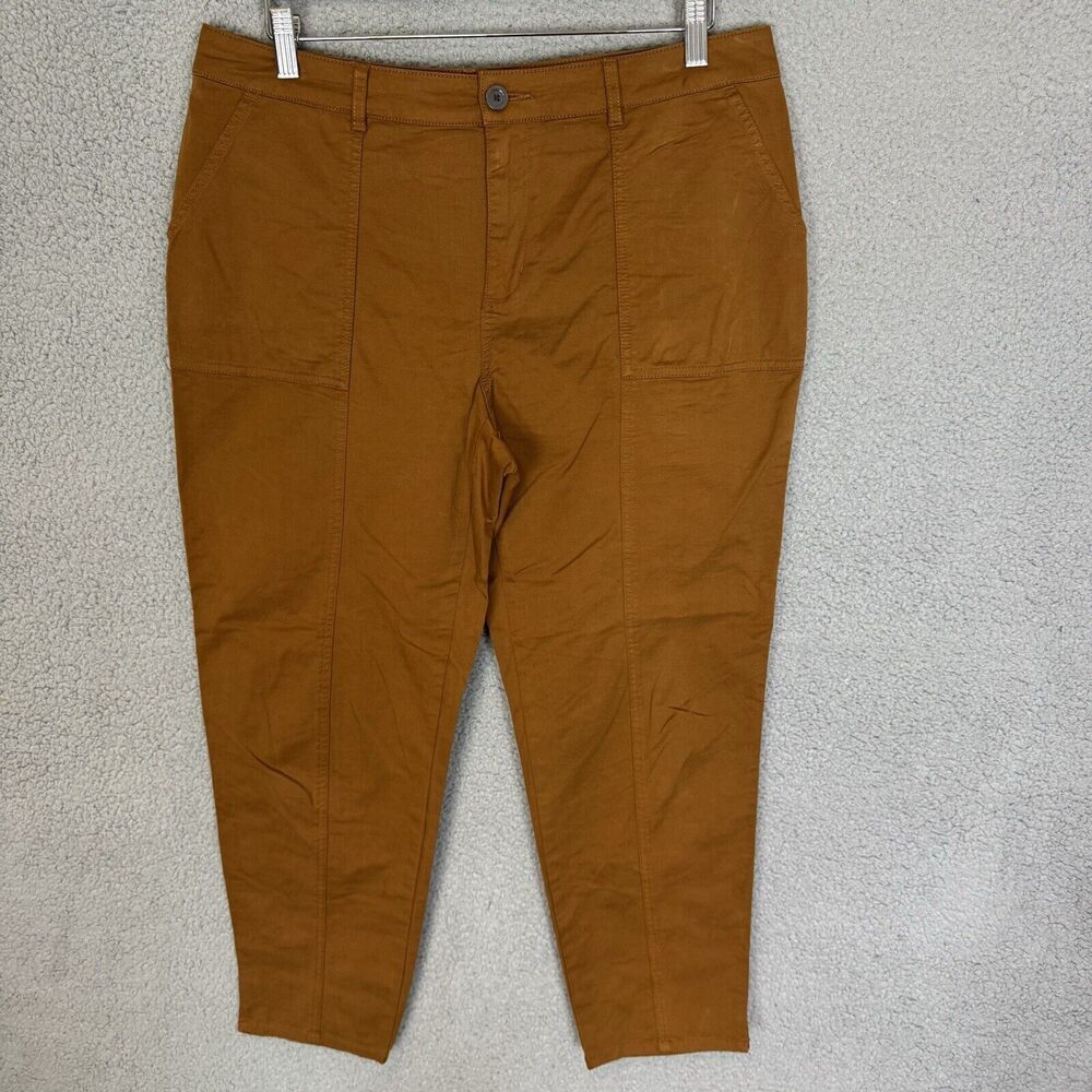 Garnet Hill Pants Womens 12 Chinos Brown Khaki Flat Front Casual Pockets